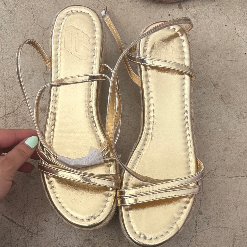 SHEIN Metallic Gold Strappy Sandals